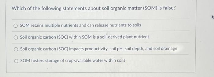 Solved Which of the following statements about soil organic | Chegg.com