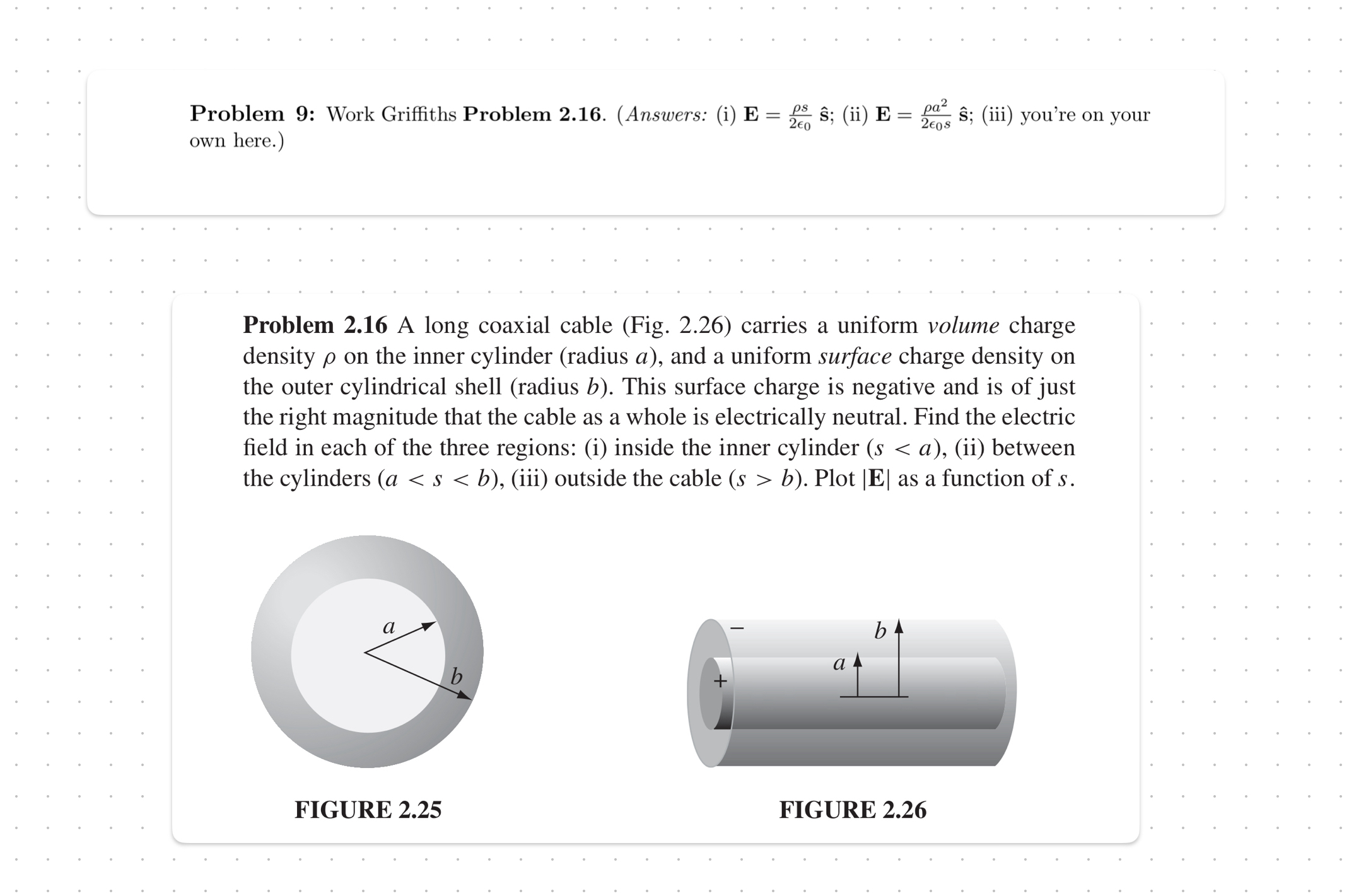 Solved Problem 9: Work Griffiths Problem 2.16. (Answers: | Chegg.com
