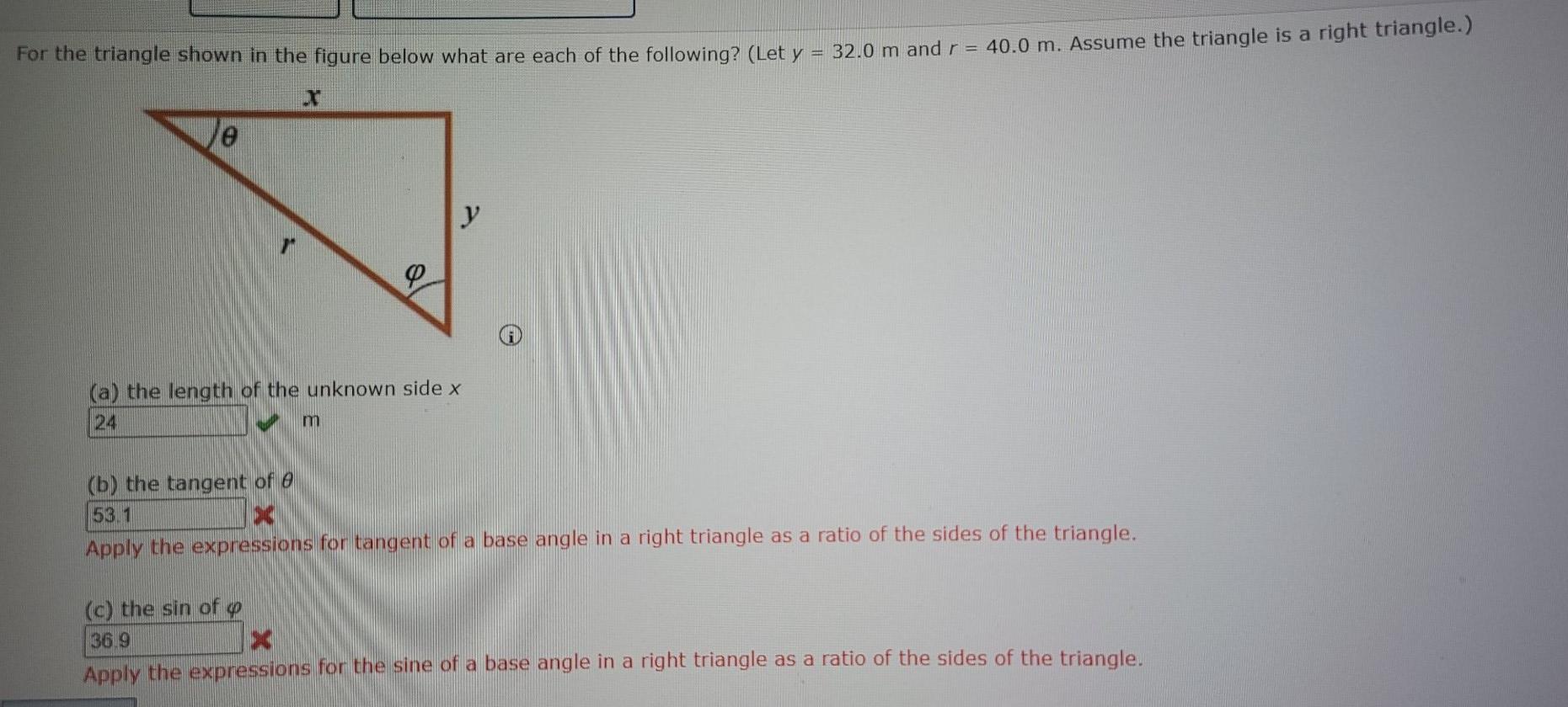 Solved For The Triangle Shown In The Figure Below What Are | Chegg.com