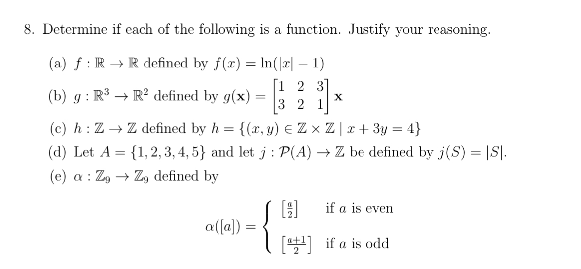 Solved Determine if each of the following is a function. | Chegg.com