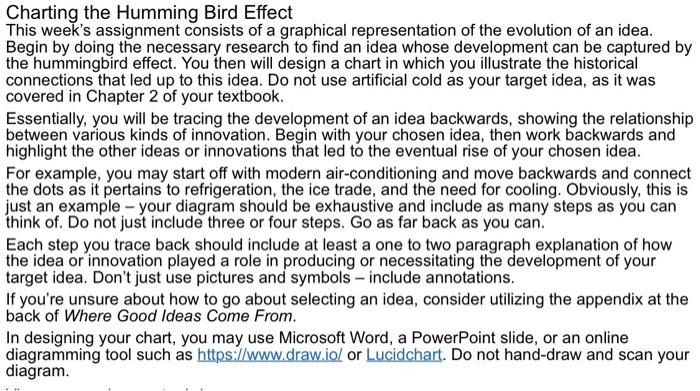 Charting the Humming Bird Effect This week's | Chegg.com