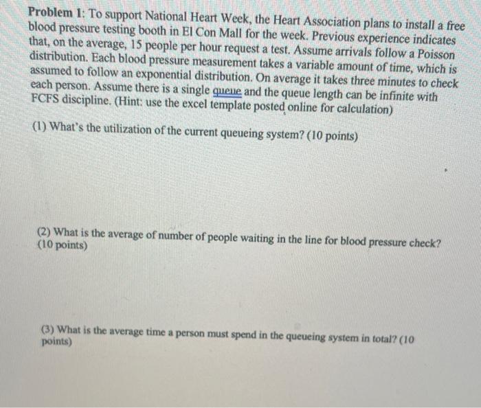 Solved Problem 1: To support National Heart Week, the Heart | Chegg.com