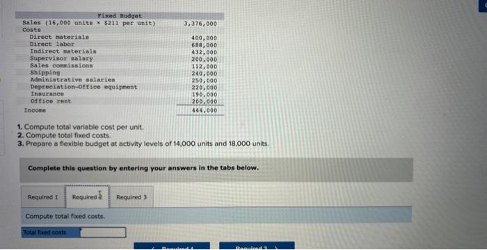 Solved 1. Compute Total Variable Cost Per Unit. 2. Compute | Chegg.com