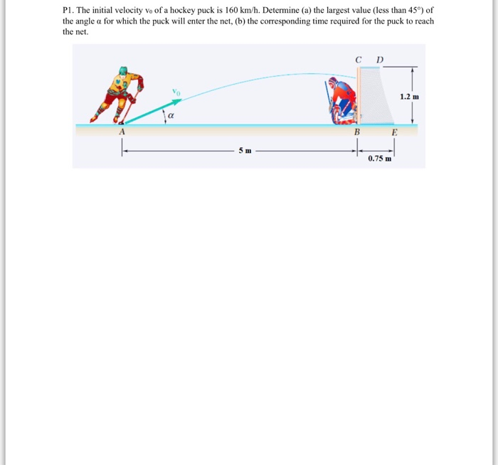 Pl. The initial velocity vo of a hockey puck is 160