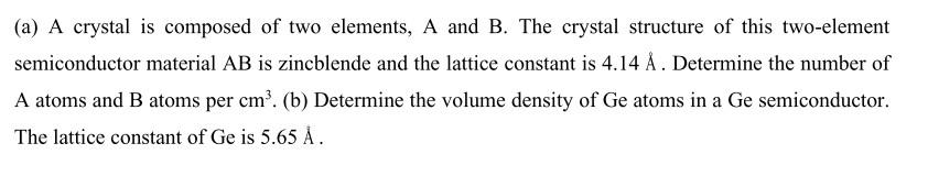 Solved (a) A Crystal Is Composed Of Two Elements, A And B. | Chegg.com