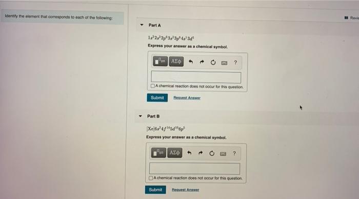 Solved Identify the element that corresponds to each of the | Chegg.com