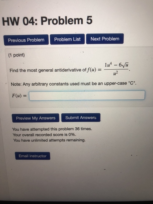 Solved HW 04: Problem 5 Next Problem Problem List Previous | Chegg.com
