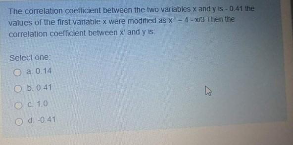 Solved The correlation coefficient between the two variables | Chegg.com