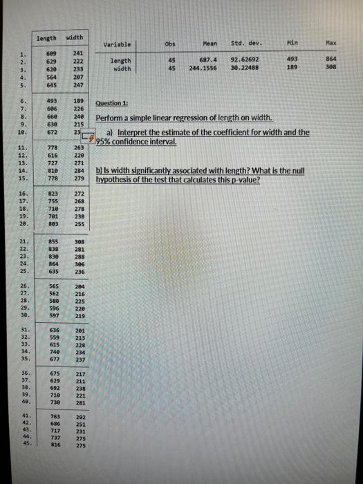 Solved Question 1: Perform a simple linear regression of | Chegg.com