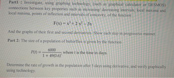 Solved Part1 : Investigate, using graphing technology, (such | Chegg.com