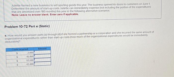 Solved Juliette formed a new business to sell sporting goods | Chegg.com