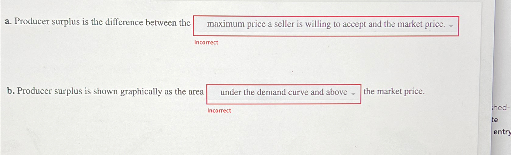 Solved a. ﻿Producer surplus is the difference between the | Chegg.com
