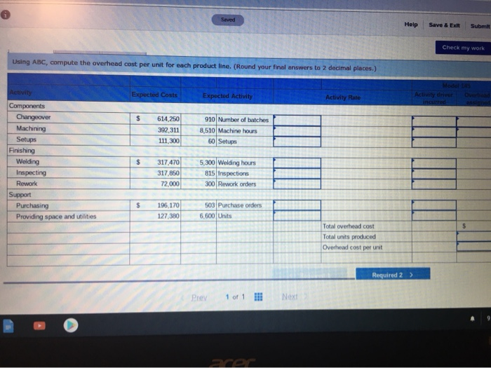 Solved Saved Help Save & Exit Check Exercise 04-11 Using ABC | Chegg.com