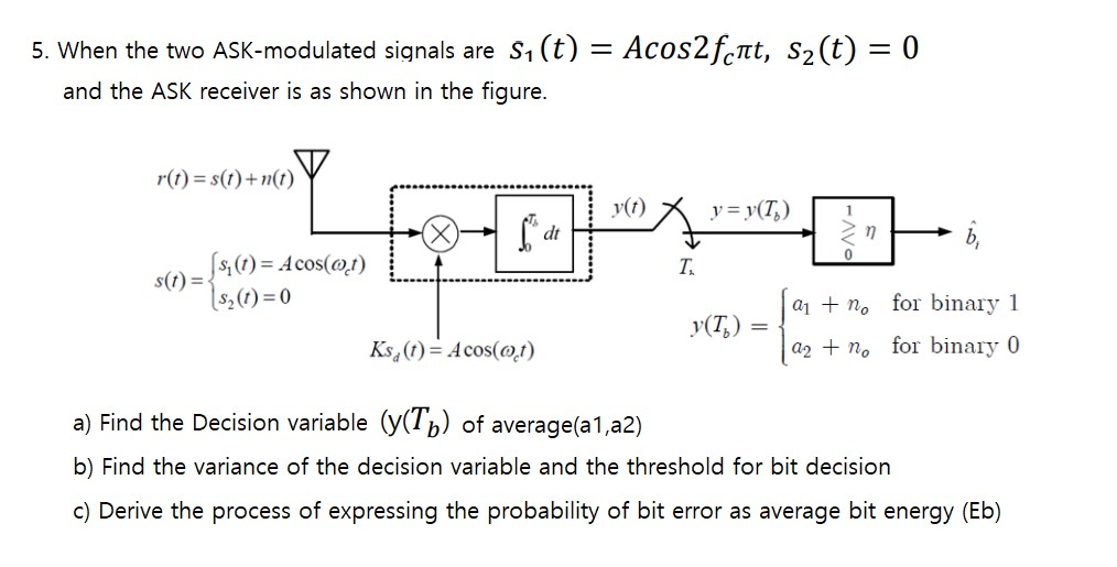 5 When The Two Ask Modulated Signals Are Si T Chegg Com