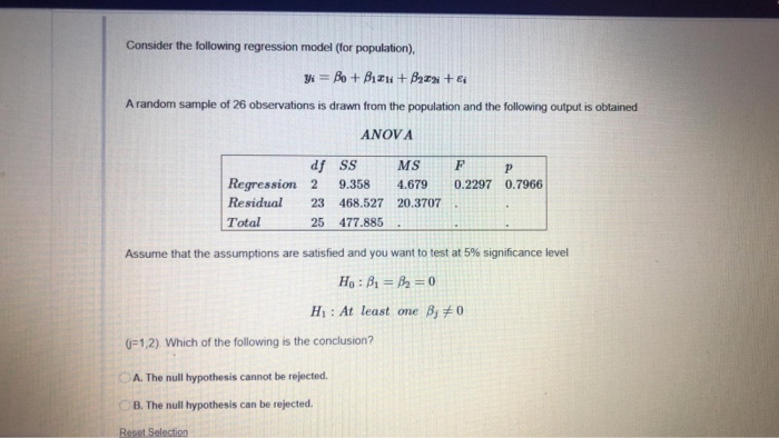 Solved Consider the following regression model (for | Chegg.com
