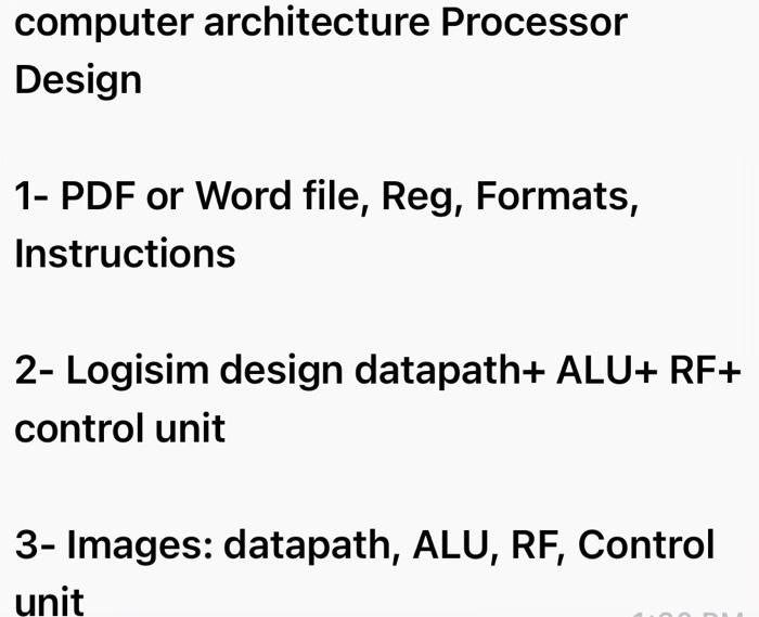 computer architecture Processor Design 1 PDF or Word