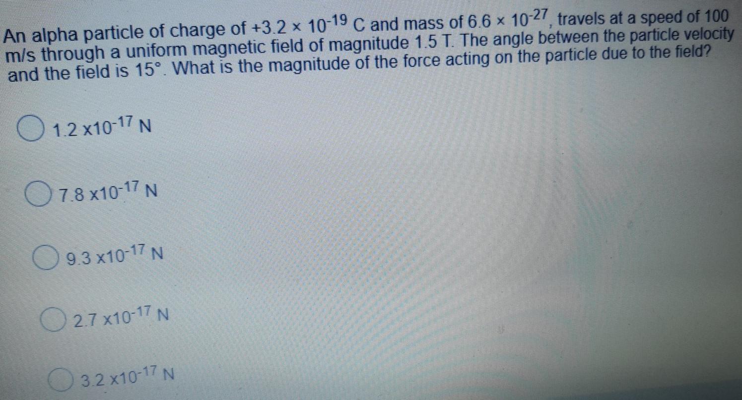 Solved An alpha particle of charge of +3.2 x 10-19 C and | Chegg.com