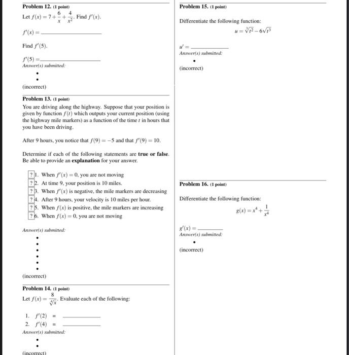 Solved Problem 2. (1 Point) Be Instructions: For The | Chegg.com