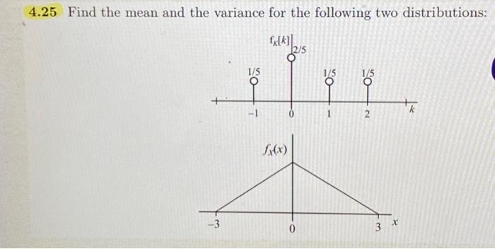 Solved 4.25 Find the mean and the variance for the following | Chegg.com