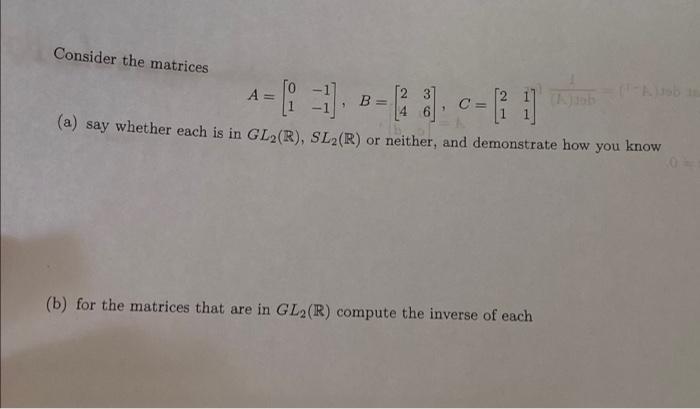 Solved Consider the matrices A= 1 = [1 -1. BB.CC B= = (ob | Chegg.com