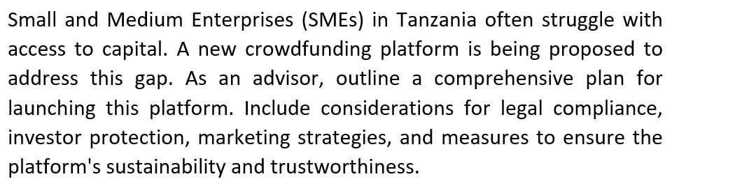 Solved Small and Medium Enterprises (SMEs) ﻿in Tanzania | Chegg.com