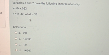 Solved Variables X and Y have the following linear | Chegg.com