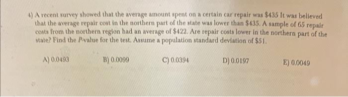 Solved 4 a recent survey showed that the average amount chegg