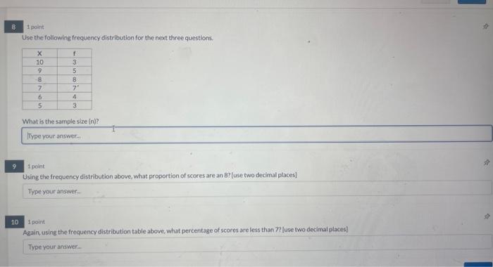 Solved 1 point Use the following frequency distribution for | Chegg.com