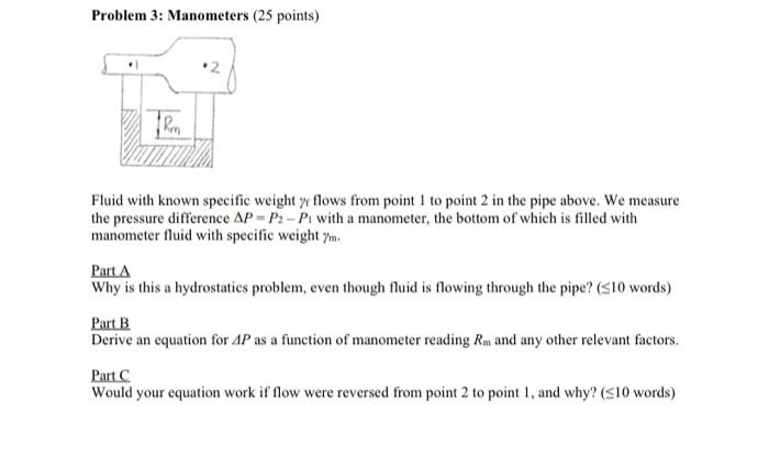 Solved Problem 3 Manometers 25 Points Fluid With Known Chegg Solved Problem 3 Manometers 25 Points Fluid With Known Chegg