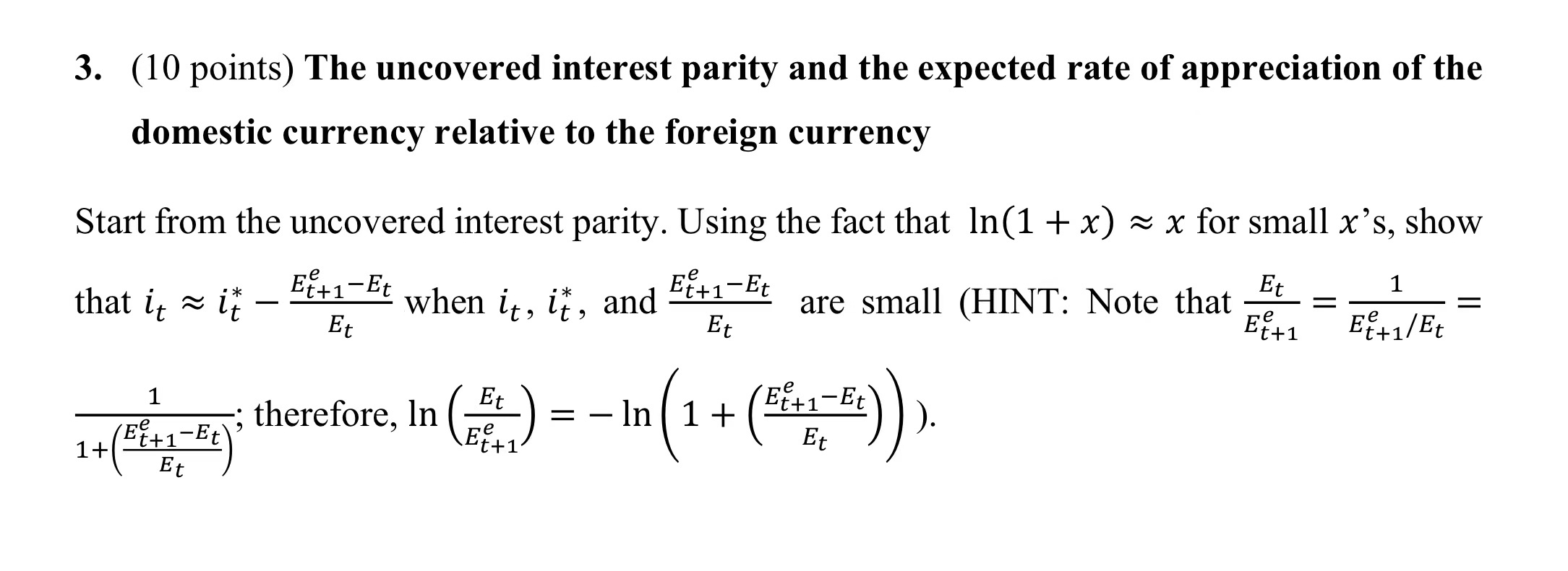 Solved (10 ﻿points) ﻿The uncovered interest parity and the | Chegg.com
