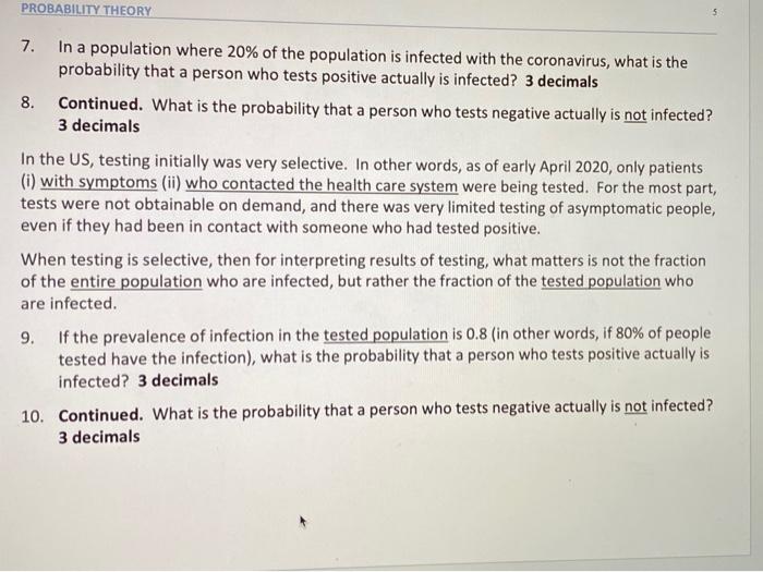 Solved PROBABILITY THEORY 5 7. In a population where 20% of | Chegg.com