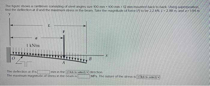 Solved The figure shows a cantilever consisting of steel | Chegg.com