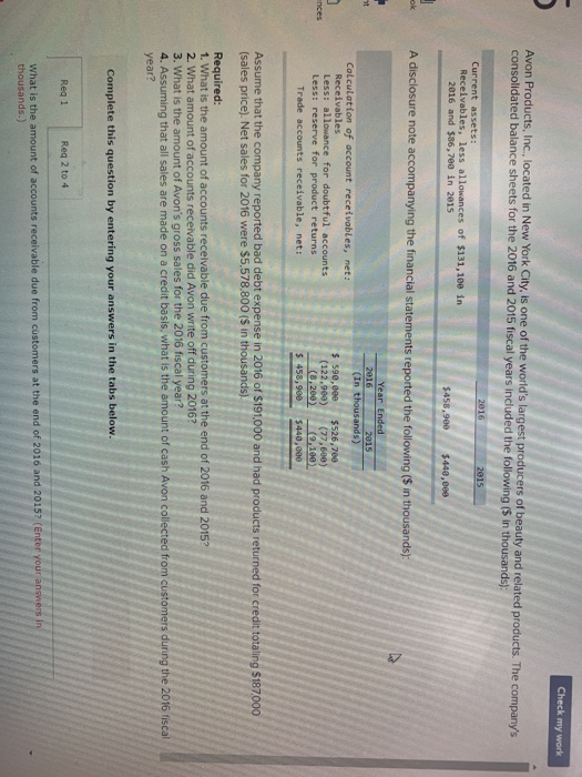 Solved Check my work Avon Products, Inc., located in New