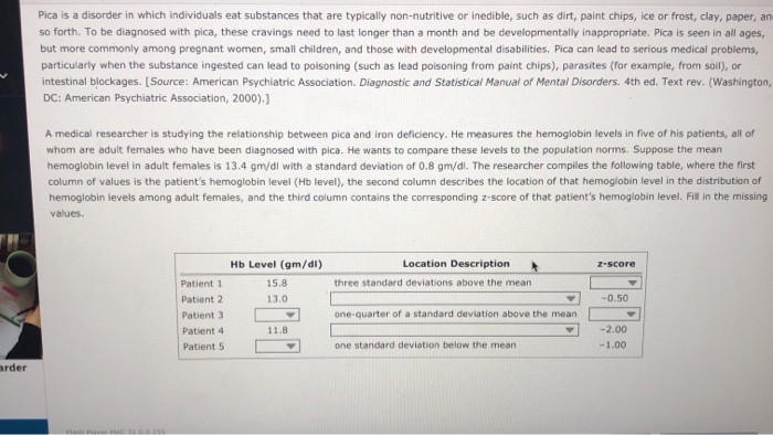 Pica Is A Disorder In Which Individuals Eat Chegg Com