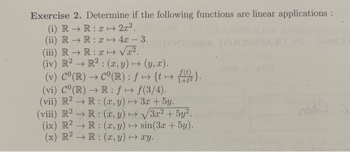 Solved Exercise 2 Determine If The Following Functions A Chegg Com