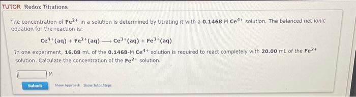 Solved The concentration of Fe2t in a solution is determined | Chegg.com