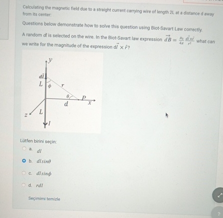 Solved Calculating the magnetic field due to a straight | Chegg.com