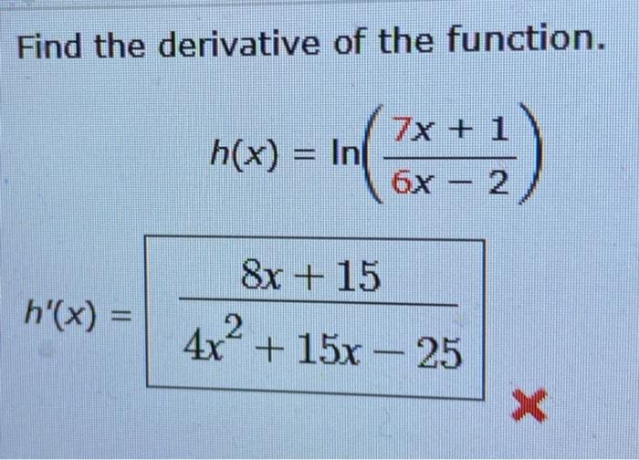 Solved Find the derivative of the function. | Chegg.com