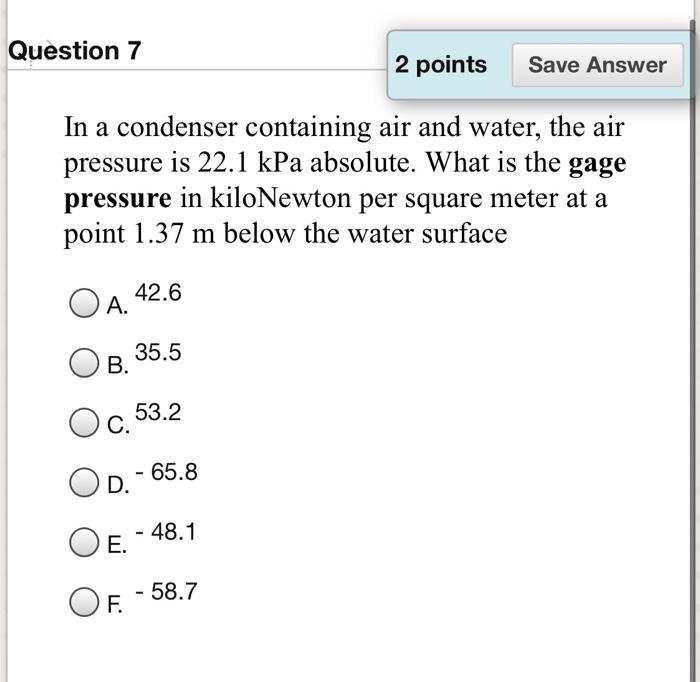 Question 7 points Answer In a condenser | Chegg.com