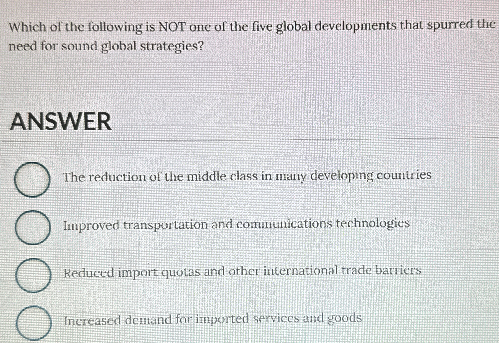 Solved Which of the following is NOT one of the five global | Chegg.com