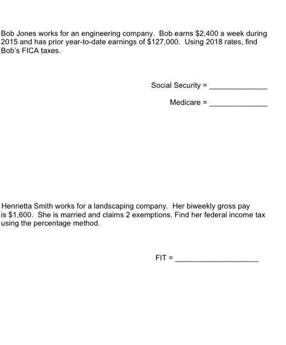 Solved 2018 FICA Rates Social Security 6.2 on the first