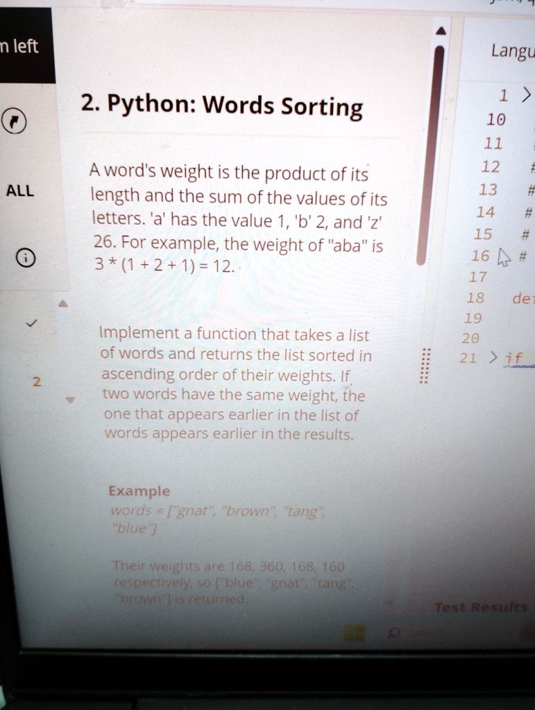 Solved Language: PythonProblem:A word's weight is the | Chegg.com