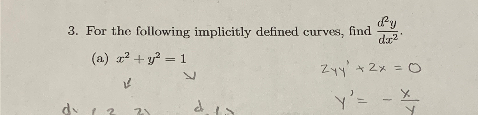 Solved For the following implicitly defined curves, find | Chegg.com