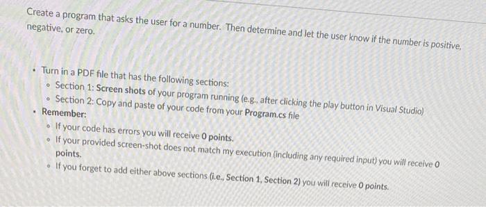 Solved Create a program that asks the user for a number. | Chegg.com