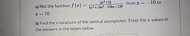 Solved a) ﻿Plot the function f(x)=3x2+215x3+10x2-100x+120 | Chegg.com