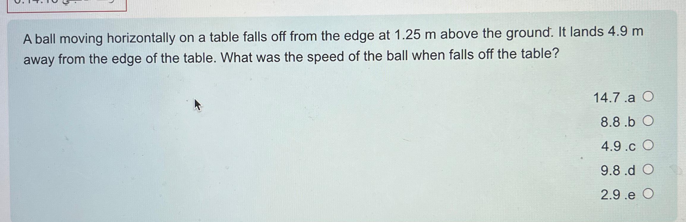 Solved A ball moving horizontally on a table falls off from