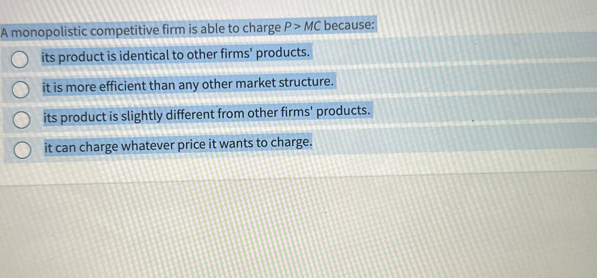 Solved A monopolistic competitive firm is able to charge | Chegg.com
