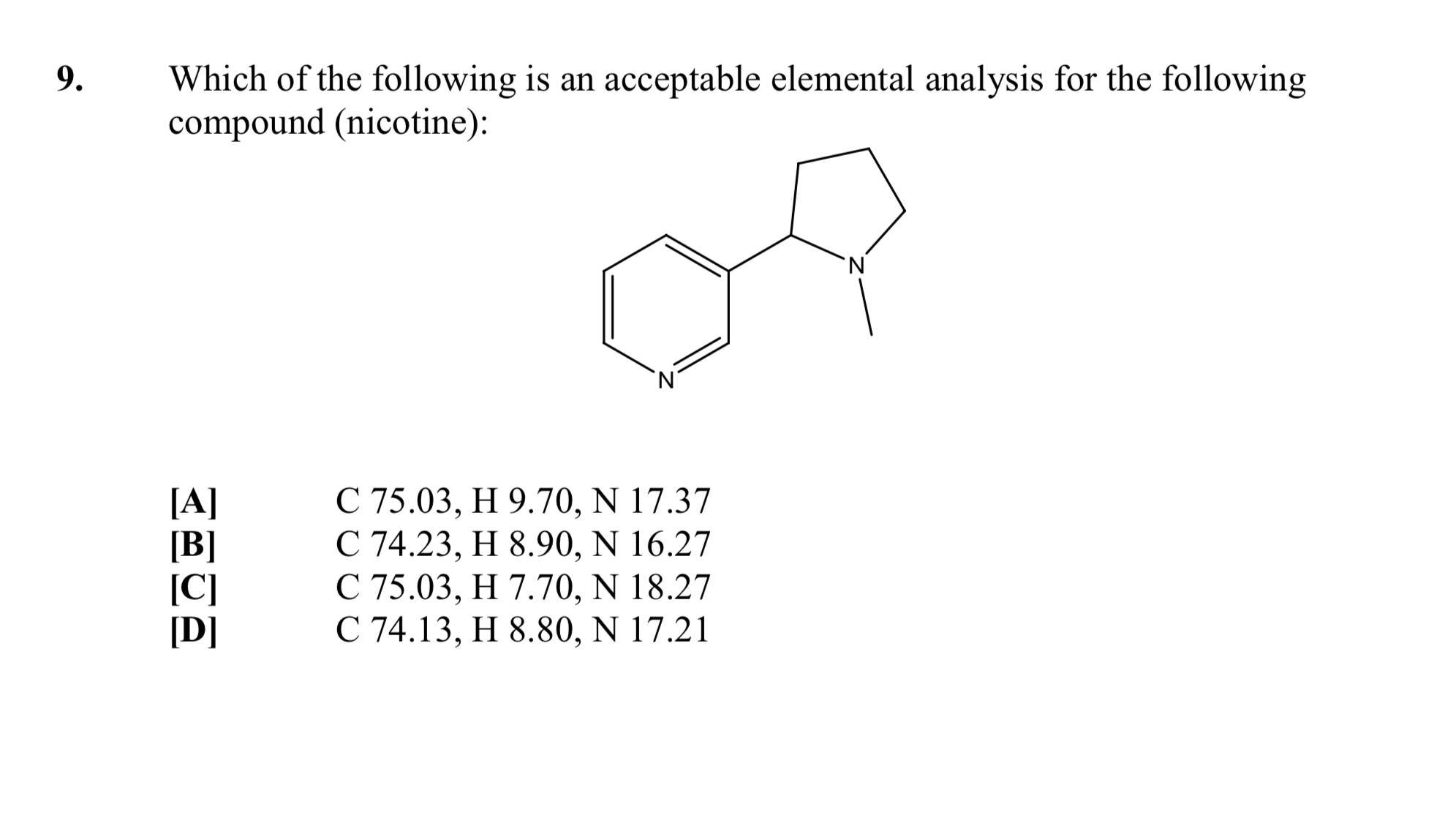 Solved Which of the following is an acceptable elemental | Chegg.com