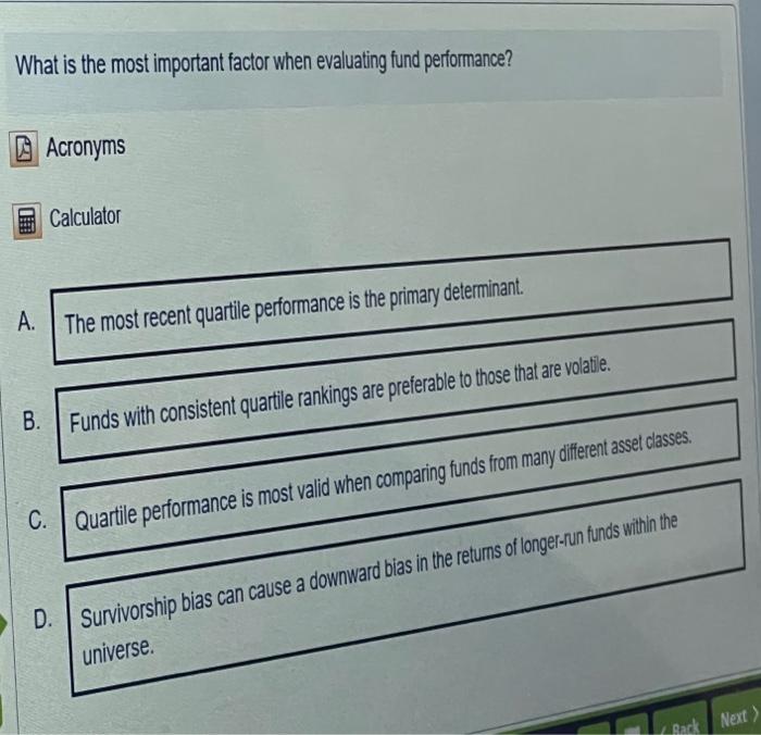 Solved What is the most important factor when evaluating | Chegg.com