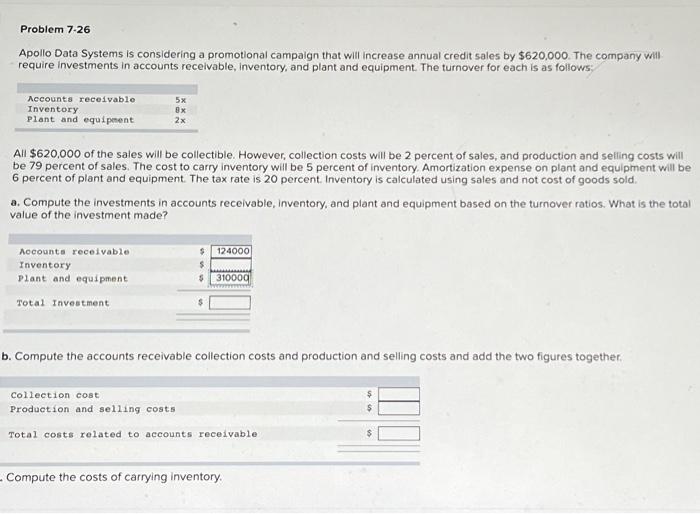 Solved Problem 7-26 Apollo Data Systems Is Considering A | Chegg.com